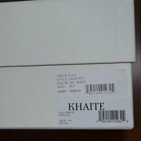 KHAITE Crete Flat White Leather Ruffle Slip On Slide Sandals - Sz 9.5 US 39.5